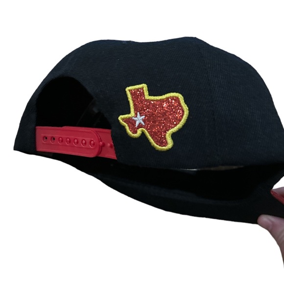 TAXAS Snapback Hat Red Sparkly Brim - Picture 3 of 8